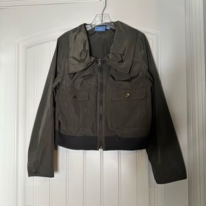 Simply Vera Wang oversized Peter Pan collar Nylon Moto jacket